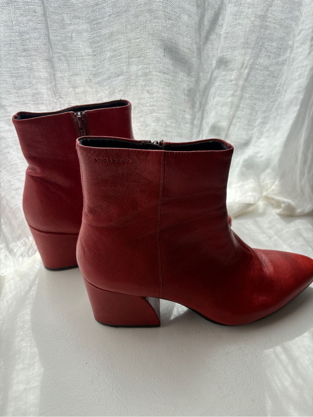 Vagabond Red Leather Ankle Boots